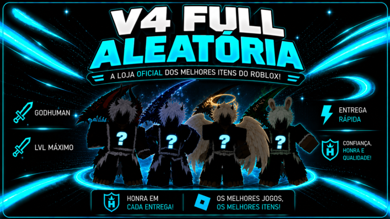 🎁V4 FULL ALEATÓRIA + 🥊GOD HUMAN + ⚔️ CDK + 🔫 SOUL GUITAR + 🍓 FRUTA ALEATÓRIA MASTERIZADA